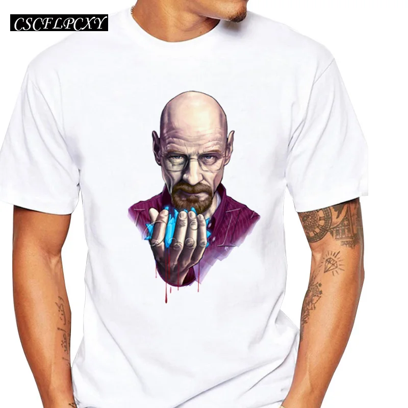Самая дешевая мужская модная футболка, ломающаяся Bad Heisenberg, Зомби дизайн, Ретро Мужские майки с принтом, короткий рукав, Повседневная модная футболка