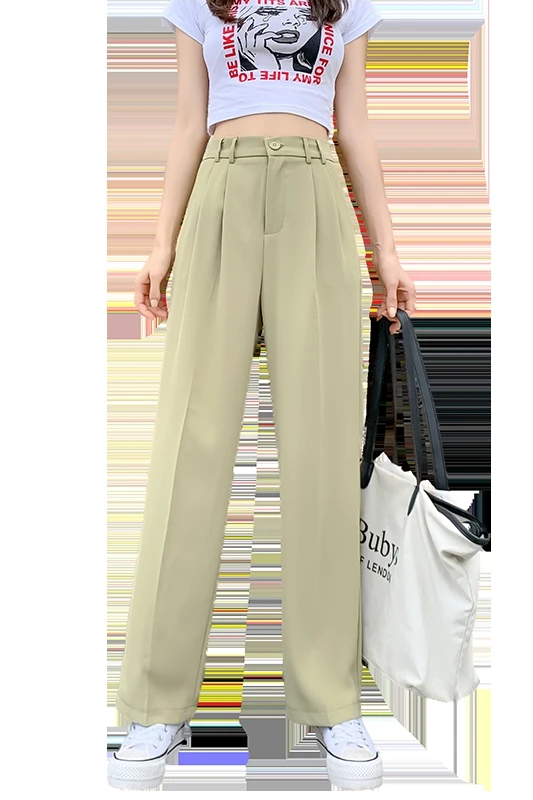 

2021 Spring High Waist Wide Leg Pants Women Casual Office Trousers Female Loose Vintage Black Streetwear Ladies