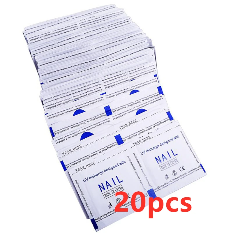 20pcs Nusx 100 шт гель-гель для снятия лака безворсовые салфетки для маникюра моющее средство для ногтей Впитывающее средство для ногтей УФ-гель - Цвет: 20pcs