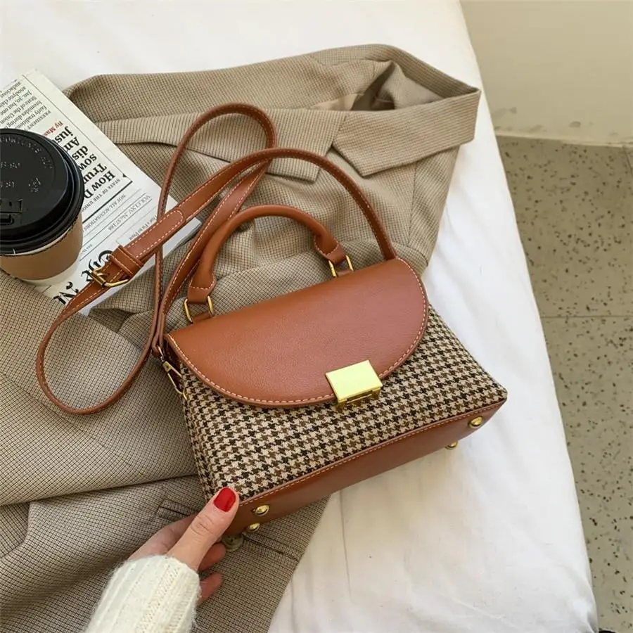 

Fashion Simply PU Leather Shoulder Bags for Women 2021 Classic Hasp Crossbody Messenger Bag Lady Plaid Small Handbags Charm