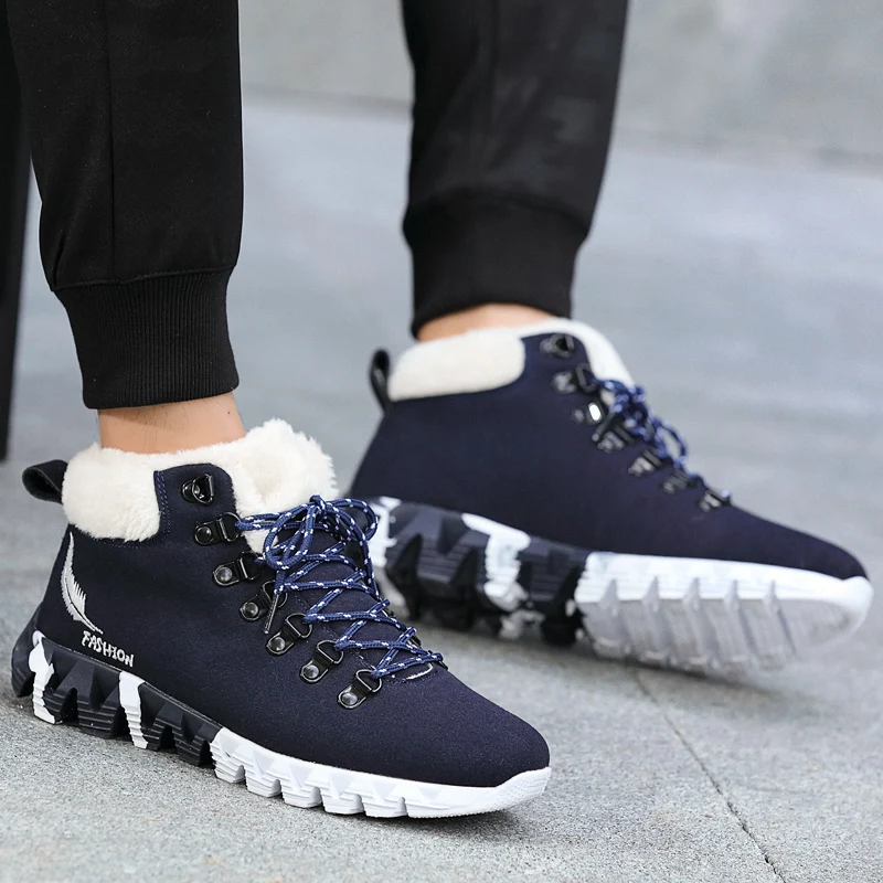 Brand Men Winter Boots Cow Suede Warm Snow Boots Work Casual Hiking Shoes Outdoor Waterproof Non-slip Ankle Boots Men Shoes