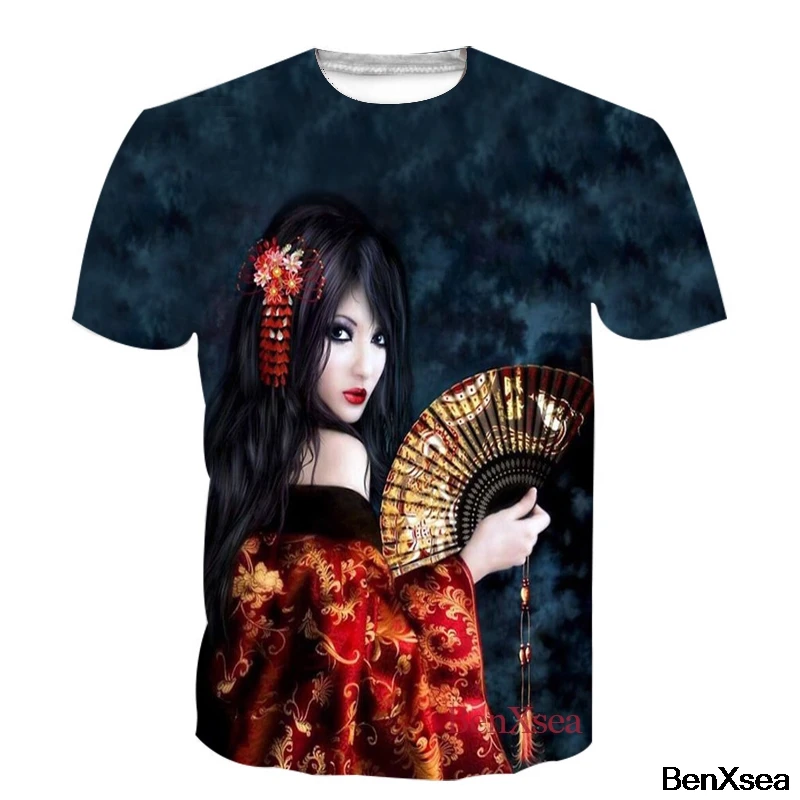 

Geisha Printed T Shirt Japanese Style Fashion Top TEES