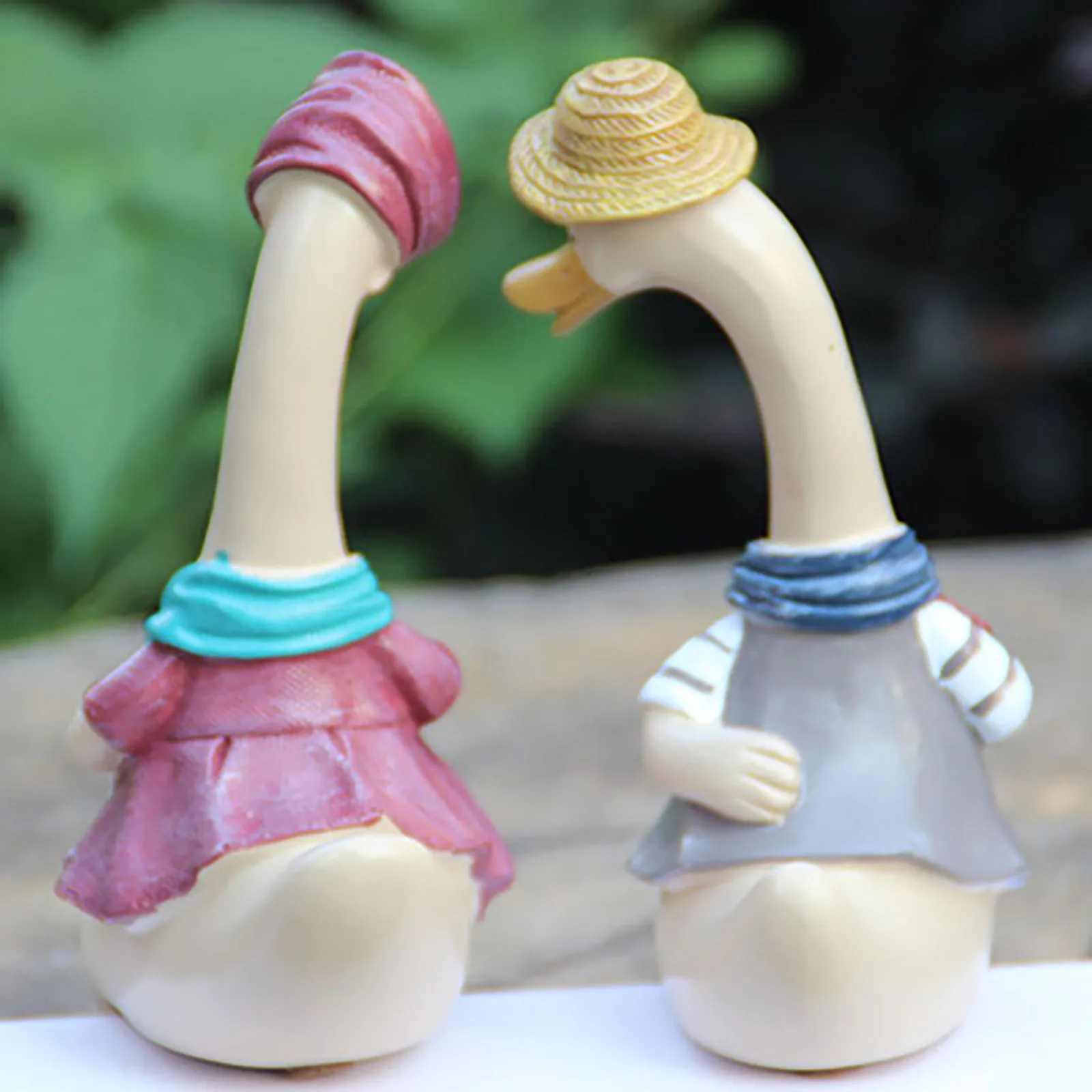 Соломенная шляпа из смолы 1 пара садовый двойной Утенок пруд Ландшафтная статуя