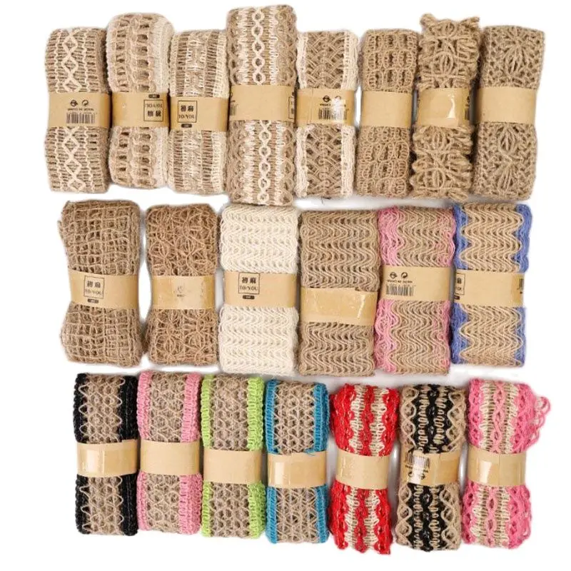 

3.5-5CM Wide 2M/Roll Natural Various Styles Jute Rope Braided Ribbon DIY Hemp Rope Twine Roll Creative Decorative Linen Roll