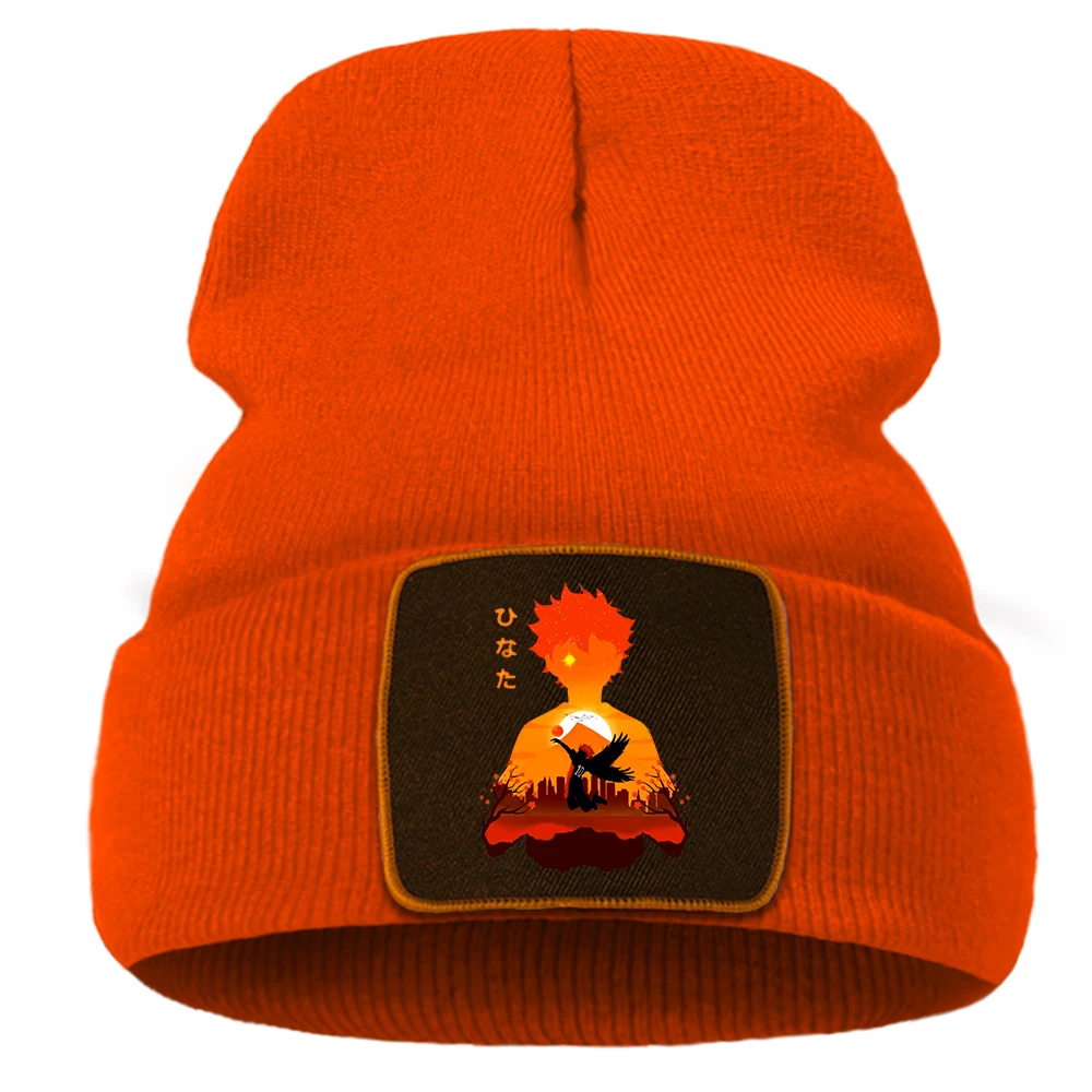

Hat Winter Haikyuu Hinata Shouyou Negative Space Balaclava Beanie Knitted Hats For Women Vintage Cotton Anime Men Caps Winter