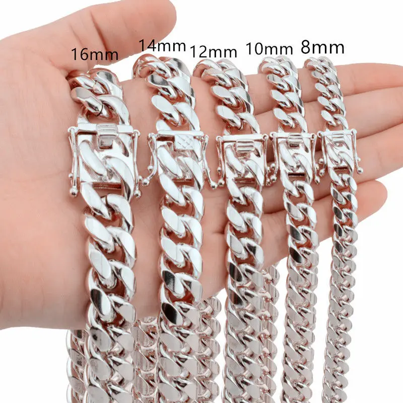 

8-18mm Punk Stainless Steel Miami Curb Cuban Bracelet Mens Women Hip Hop Thick Silver Color Biker Cuban Link Heavy Bracelets