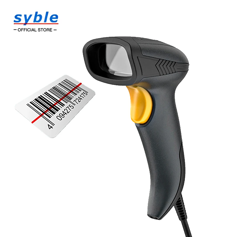 

Syble 1D Industrial Wired HandHeld High Sensitive Laser Bar Code Scanner with Fast Scanning, for Alipay Payment, XB-2021