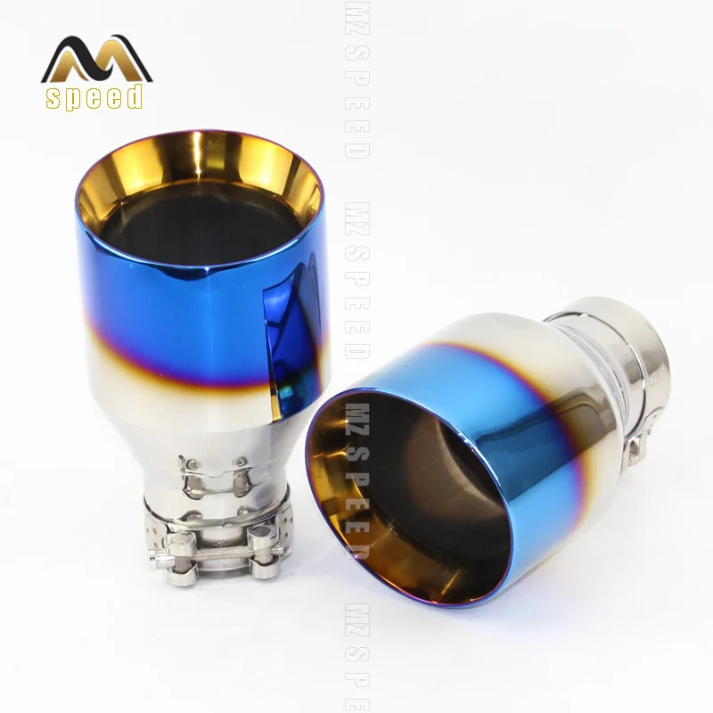 

Car Accessories Exhaust Tail Pipes Muffler Tip Tail End Universal Stainless Steel Straight Flange blue For Bmw E46