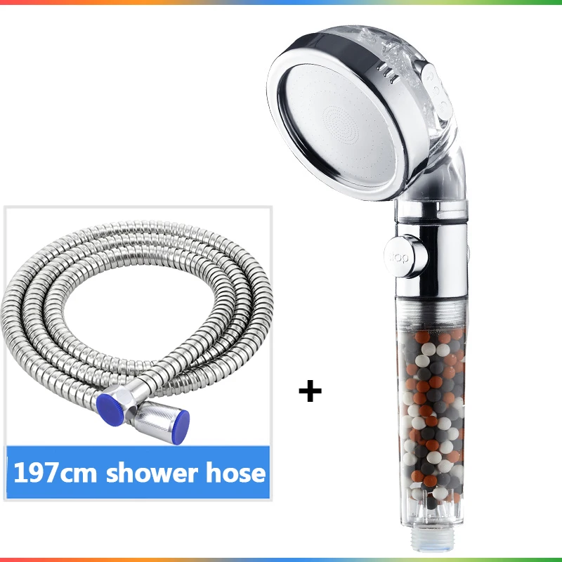 shower and hose Zhang Ji 3 режима регулируемый спа турмалиновый фильтр шары Водосберегающие насадки для душа кнопка переключения высокого давления spry насадка для душа - Цвет: shower and hose