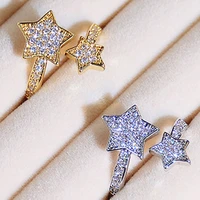 korean micro zircon exquisite cz ring shine five pointed star open ins hot sale rings for women fashion trendy luxury jewelry