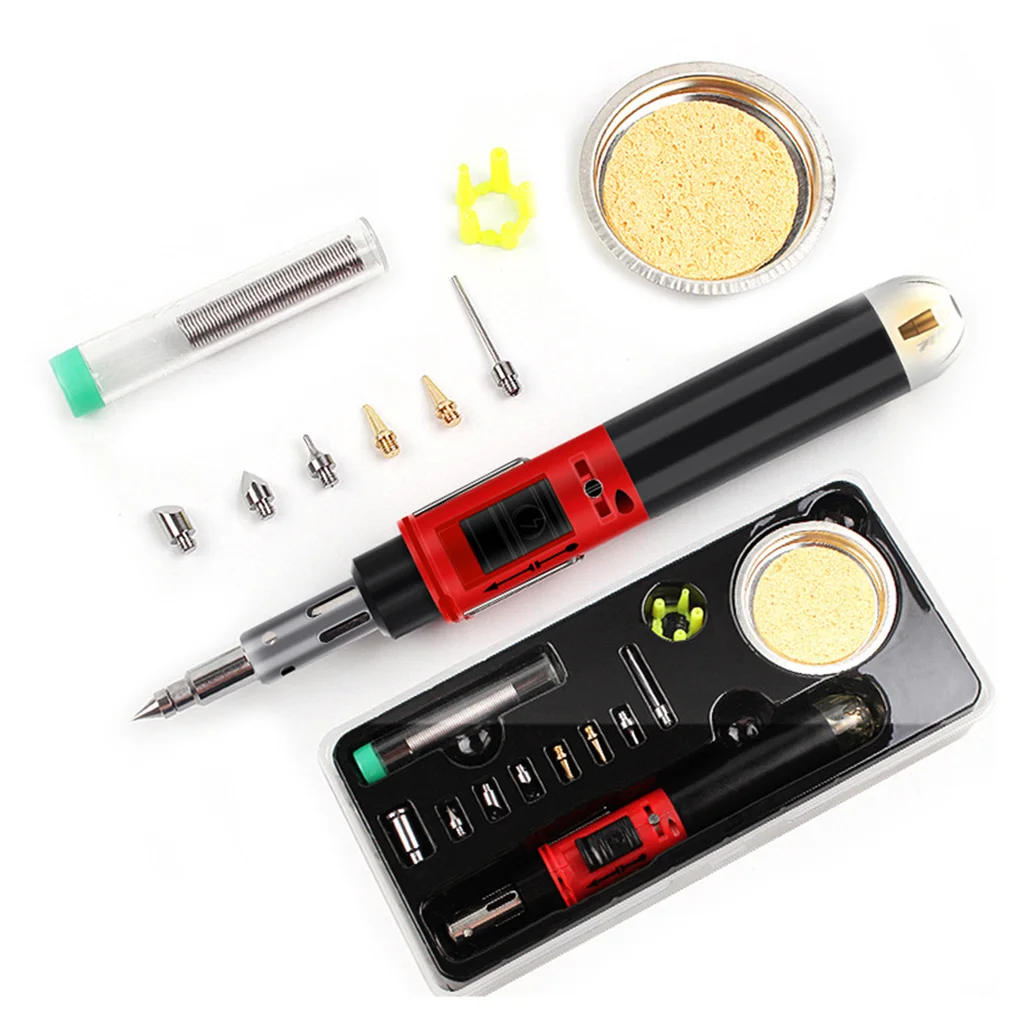 

Self-Ignition 10-in-1 Gas Soldering Iron Cordless Welding Torch Kit Tool HS-1115K Adjustable Ignition Butane Gas Soldering Iron