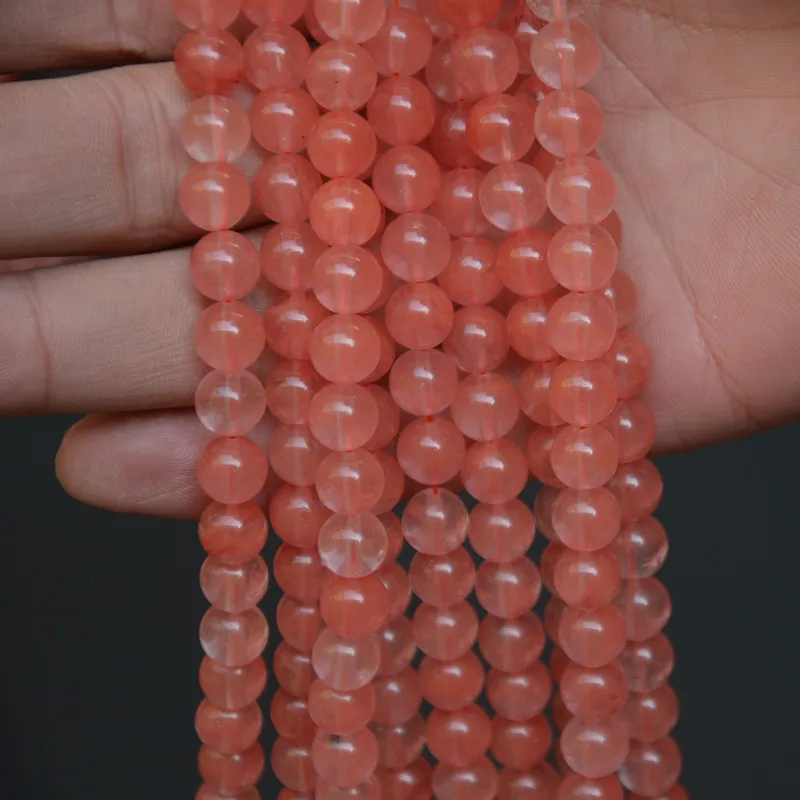 Бусины россыпью из натурального камня арбуза Красного хрусталя 4 6 8 10 12 мм