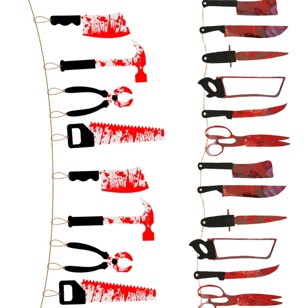 

2 Strings Party Decors Decorative Bloody Knives Banners Party Supplies