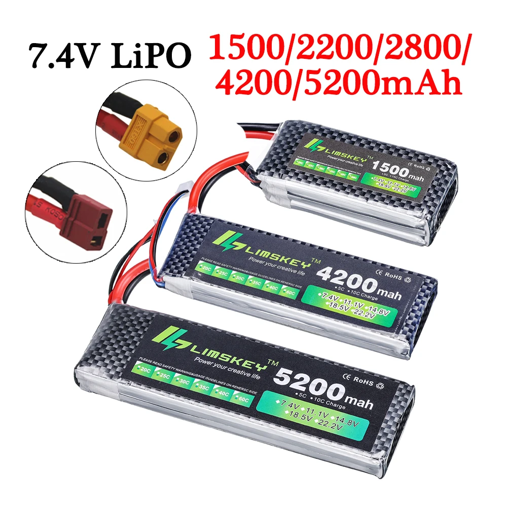 Литий-Полимерный Аккумулятор 7 4 в RC 1500 2200 2800 4200 5200 мАч 35C для быстрой зарядки