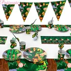 Одноразовая посуда PATIMATE с зелеными животными из джунглей, предметы одежды из джунглей, украшение для дня рождения, Детские тарелки, салфетки для чашек