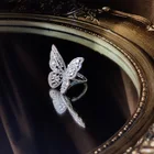 Обручальные кольца в виде бабочки с кристаллами женские, элегантные регулируемые обручальные кольца с открытым насекомым, подарок для женщин