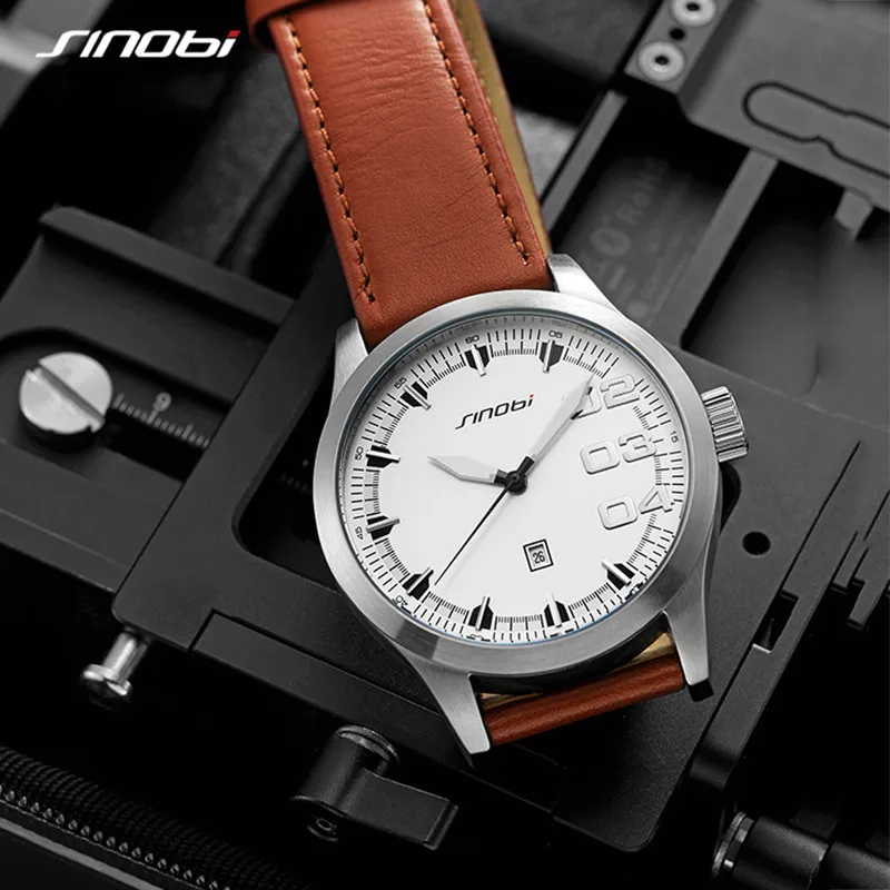 

SINOBI Watches Mens Business Analogue Clock Fashion Stainless Steel Sports 50M Waterproof Luminous Watch Men Swim Relojes Hombre