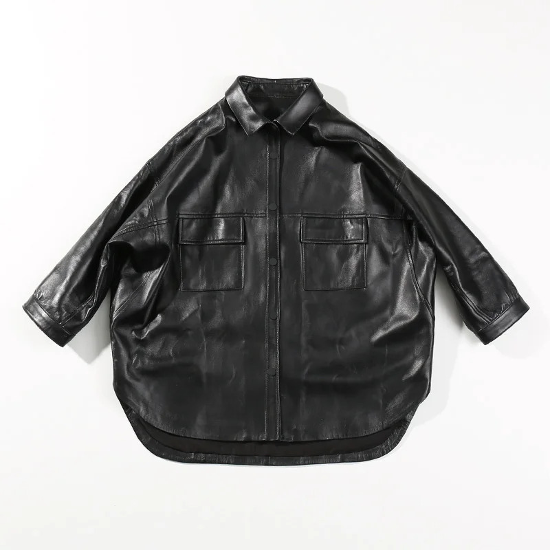 Женская кожаная куртка из натуральной овчины модная уличная одежда большого