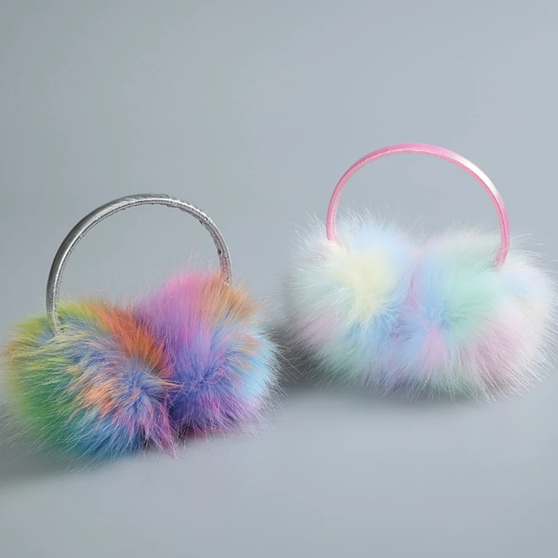 

Fashion Plush Feel Female Winter Earmuff Warm Ear Muffs Christmas Headphones Shape Girls Earmuffs Auroral Color L41B