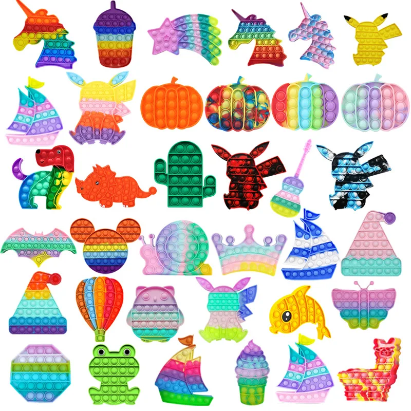 Ручка для игры фиджет квадратная антистрессовая новая Радужная пузырьковая