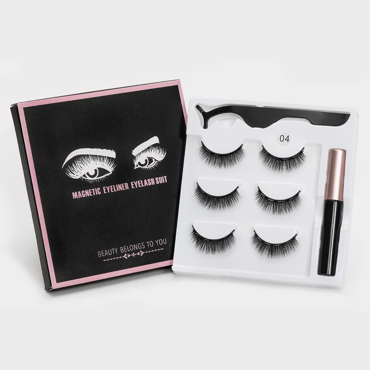 Набор магнитных ресниц 3 пары набор жидких подводок для глаз и пинцетов