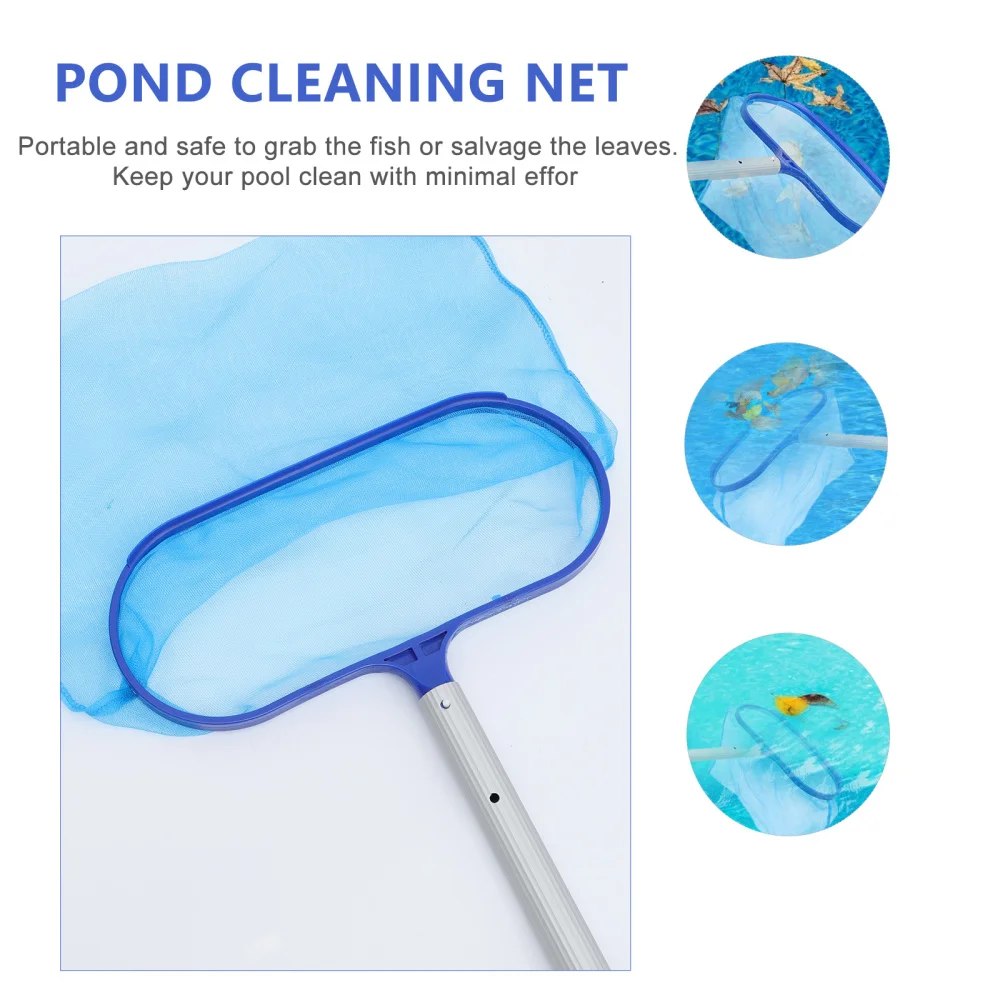 

1 Set of Swimming Pool Scoop Net Fish Pond Telescopic Rod Cleaning Tool Net Blue