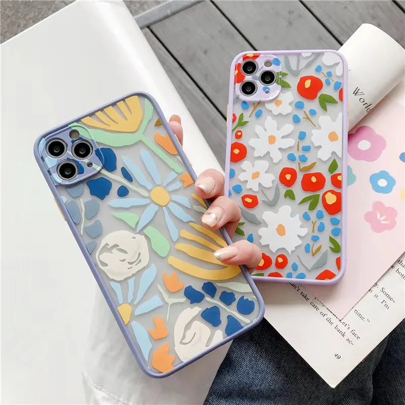 Роскошный маленький матовый прозрачный мягкий чехол с цветочным рисунком для