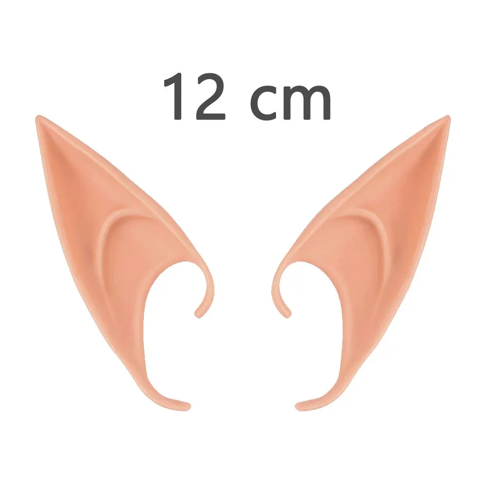 Natural Skin 12CM Эльф уши косплей костюм на Хэллоуин из латекса Маска Фея Гоблин уши вампира эльфри Свинья Нос Маскарад вечерние аксессуары - Цвет: Natural Skin 12CM