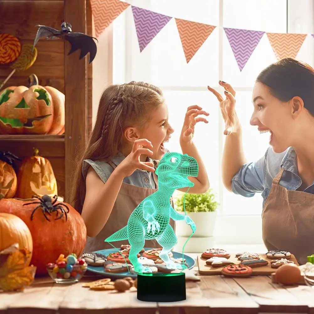 

Halloween Ornament 7 Color Change Touch Control Kids 3D Dinosaur LED Night Light Seven Colours Change with Intelligent Touch