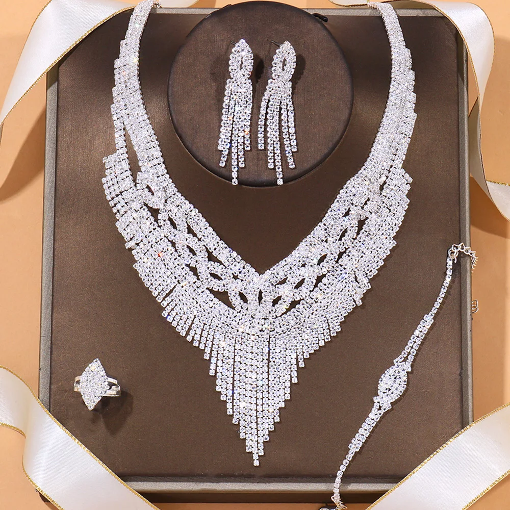 Stonefans полые Стразы Свадебные Ювелирные наборы серьги для женщин аксессуары