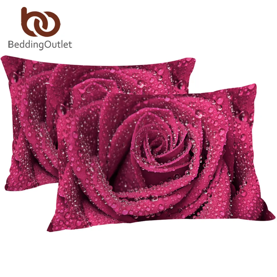 Наволочка для кровати с розовыми розами чехол подушки 3D принтом цветочным