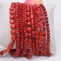 natural stone bead irregular round shape red coral beads jewelry spacer beads strand 15for diy bracelet necklace jewelry making