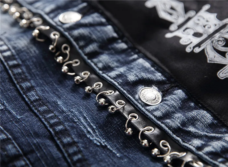 

Fall Jacket Men Slim Long Sleeve Coat Printed Patch Denim Jacket Fashion Streetwear Men's Clothing Dropshipping Suppliers Usa