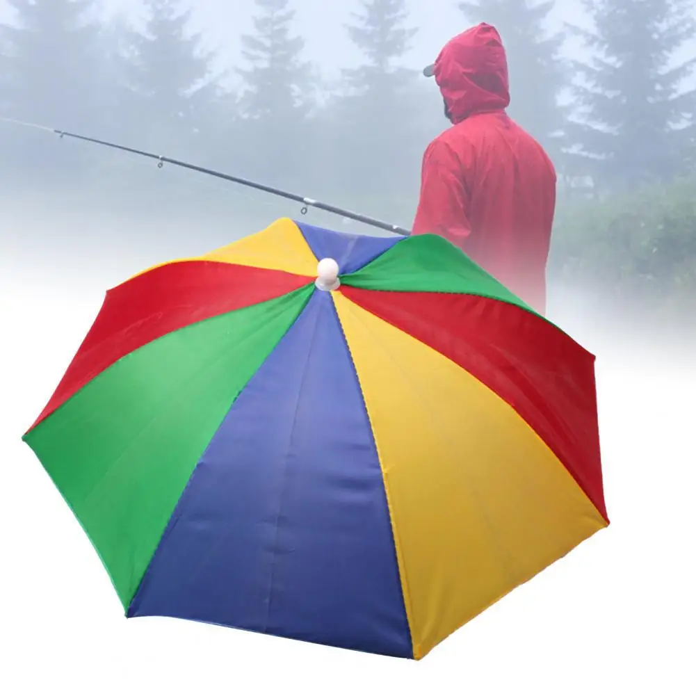 

Wide Application Umbrella Hat Bright-colored Nylon Waterproof Fishing Umbrella Hat Travel Foldable Sun&Rainy Day Hands Free Cap