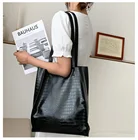 Стильная сумка-мешок для женщин, сумка-тоут, роскошные большие кожаные сумки и кошельки с узором под крокодиловую кожу, черная сумка на плечо, новинка 2021