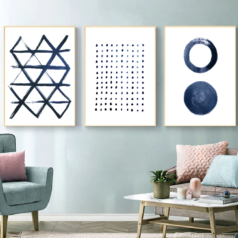 Домашнее украшение картина в нордическом минималистичном стиле Синяя