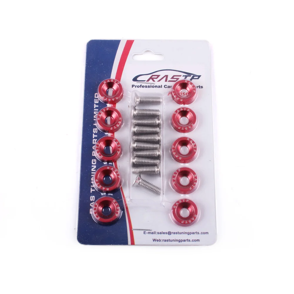 red RASTP-10Pcs шайбы крыла плоская голова шайбы болт алюминий M6 болт для Honda Civic RS-QRF002-TP - Название цвета: red