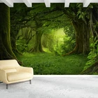 Настенные обои по индивидуальному заказу, 3D стереоскопические зеленые картина с лесным пейзажем обои для гостиной, спальни, декор стен