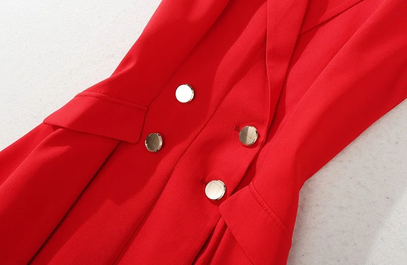 

Top Quality New 2020 Autumn Long Blazer Dress Women Notched Collar Double Breasted Sleeveless Large Swing Coat Trench Dress