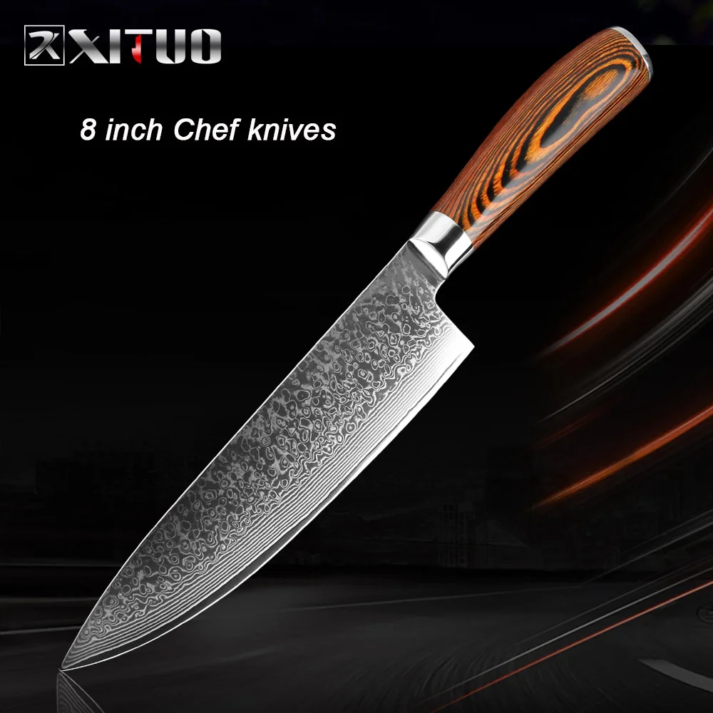 Chef knives XITUO кухонный нож шеф-повара из дамасской стали 67 слоев Профессиональный японский острый инструмент для очистки мяса Кливер Satoku утилита для приготовления пищи - Цвет: Chef knives
