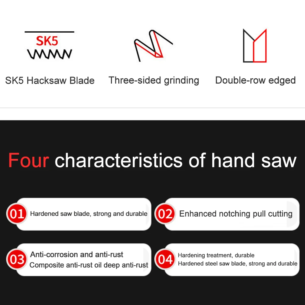 Folding Hand Saw SK5 Steel Medium-toothed Blade Soft Rubber Handle Collapsible Sharp for Woodwork/Household Cutting Tools/DIY |
