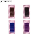 Ресницы цветные NAGARAKU для наращивания, искусственные ресницы, 7-15 мм, 16 рядов, темно-светильник вые синие фиолетовые, накладные