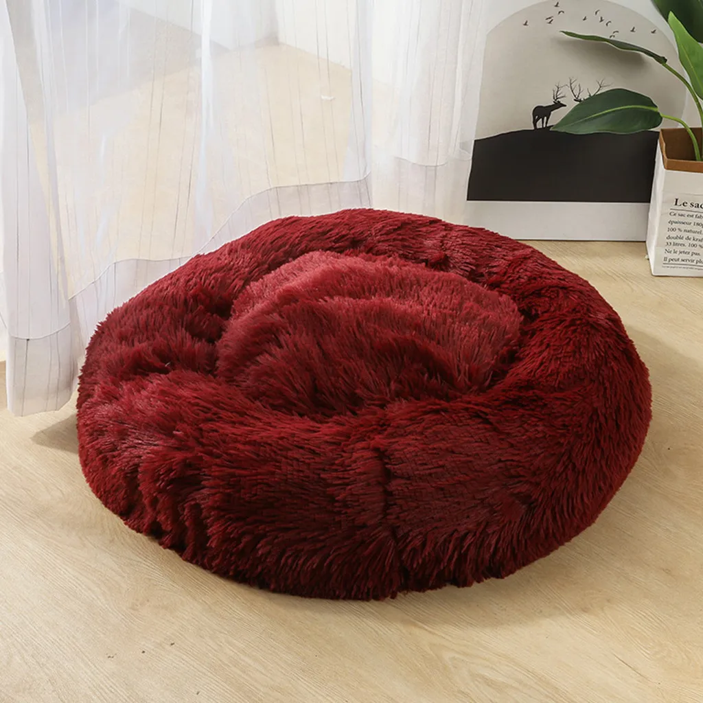 Cat Bed Round Plush House Pet Dog Bed Kitten Kennel Winter Warm Sleeping Bag Puppy Cushion Mat Portable Cat Supplies Cats Nest