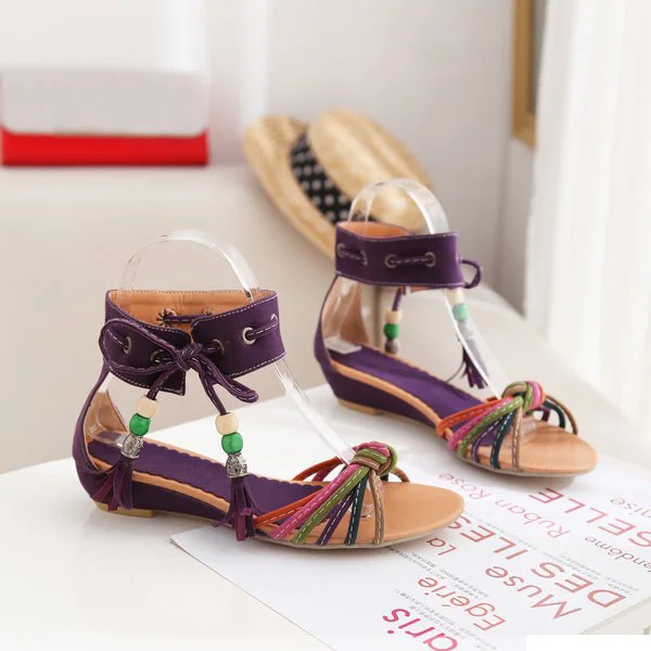 

Summer low heel slope heel Bohemian sandals women's shoes large size 40-43 four seasons production in