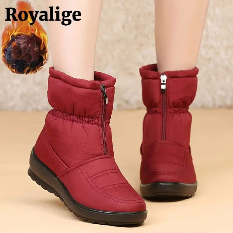 

Женские водонепроницаемые теплые зимние ботинки, удобные женские ботильоны на меху, обувь на молнии, модная женская обувь, женские ботинки, ...