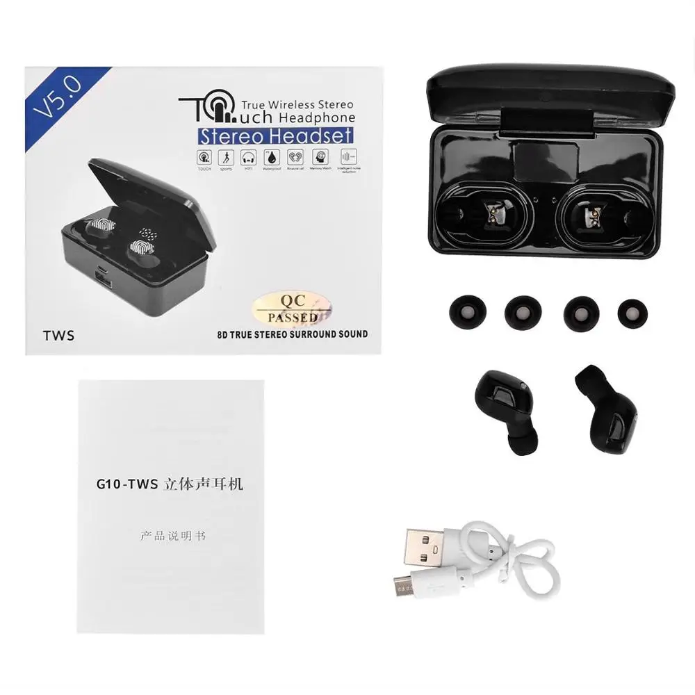 G10 TWS Bluetooth 5 0 беспроводные наушники сенсорные технологии одна пара звук басов