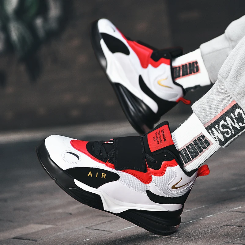 Мужские осенне-зимние теплые плюшевые баскетбольные ботинки с воздушной