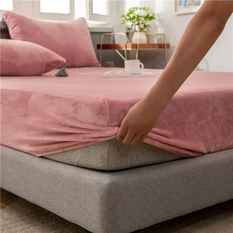 

180cmx200cmx25cm Flannel fitted sheet winter warm elastic band mattress protector cover super soft all-around without pillowcase