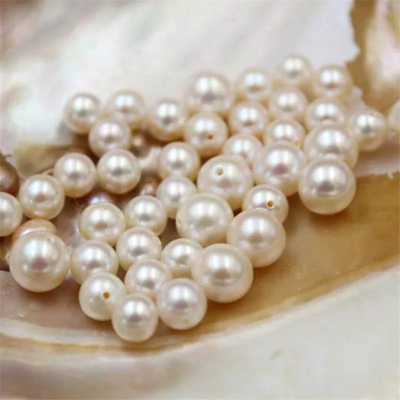 

3A Quality Natural Round Pearls White Color High Luster Half Hole Loose Pearl for Pendant Earrings Making Zhuji Freshwater Pearl