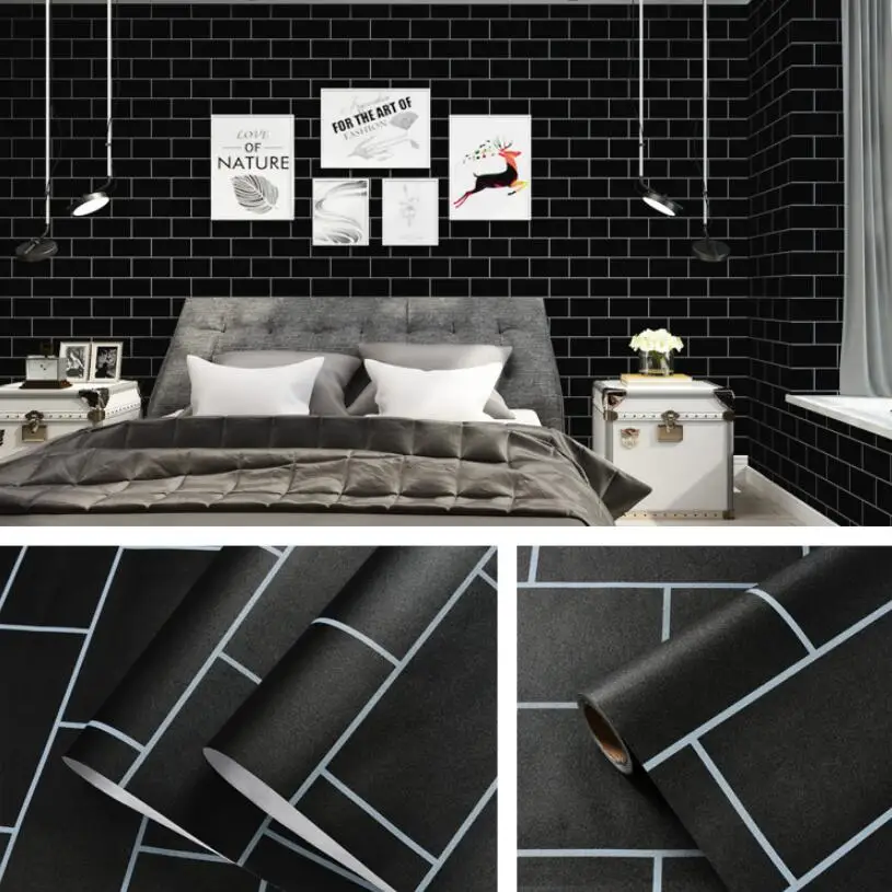 Черно-белые кирпичные обои наклейка клейкие для гостиной спальни декоративные